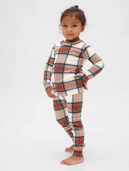 Conjunto de pijama de algodão orgânico escovado para bebês e crianças pequenas Conjunto de pijama de algodão orgânico escovado para bebês e crianças pequenas