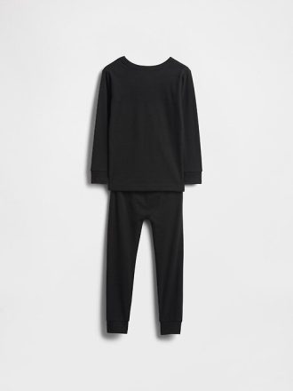 Conjunto de pijama de algodão orgânico escovado que brilha no escuro para bebês e crianças pequenas