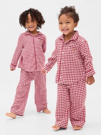 Conjunto de pijama de flanela reciclada para bebês e crianças pequenas
