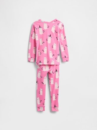 Conjunto de pijama de Halloween de algodão orgânico escovado para bebês e crianças pequenas