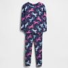 Conjunto de pijama de unicórnio de algodão orgânico escovado para bebês e crianças pequenas
