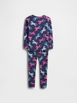 Conjunto de pijama de unicórnio de algodão orgânico escovado para bebês e crianças pequenas