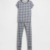 Conjunto de pijama xadrez de algodão orgânico escovado infantil