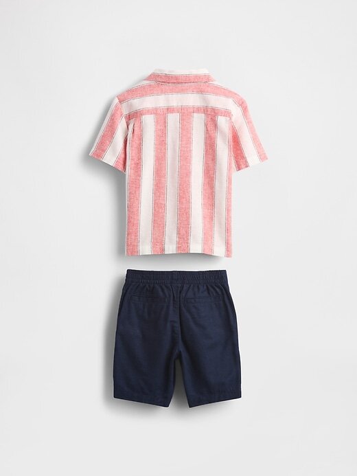 Conjunto de roupa de cabana de linho e algodão para bebês e crianças pequenas Conjunto de roupa de cabana de linho e algodão para bebês e crianças pequenas