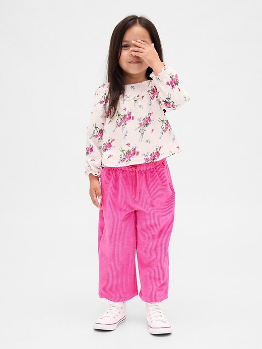 Conjunto de roupa de gaze de algodão e veludo cotelê para bebês e crianças pequenas Conjunto de roupa de gaze de algodão e veludo cotelê para bebês e crianças pequenas