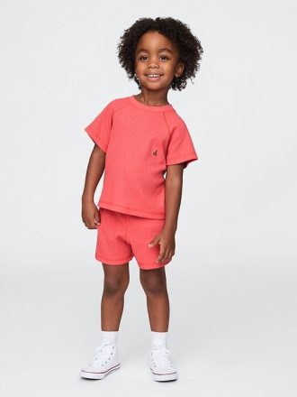 Conjunto de roupa de malha waffle para bebês e crianças pequenas