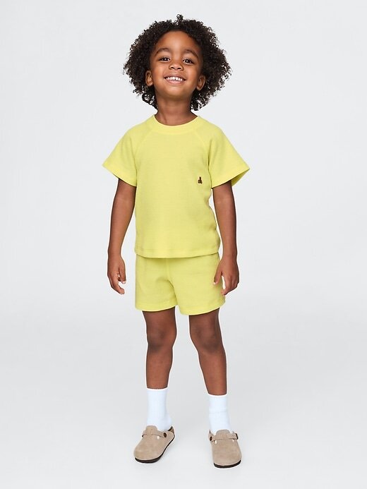 Conjunto de roupa de malha waffle para bebês e crianças pequenas Conjunto de roupa de malha waffle para bebês e crianças pequenas