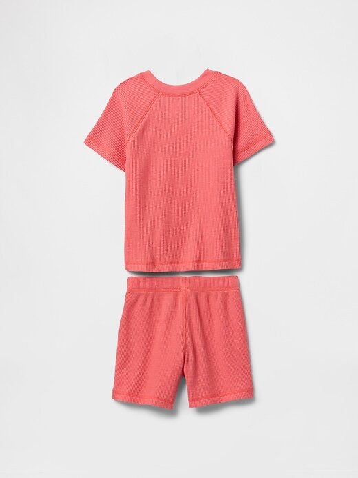 Conjunto de roupa de malha waffle para bebês e crianças pequenas Conjunto de roupa de malha waffle para bebês e crianças pequenas