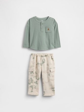 Conjunto de roupa Henley com bolso para bebê