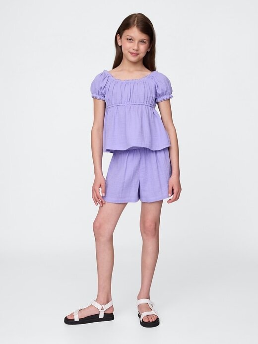 Conjunto de roupa infantil de gaze amassada Conjunto de roupa infantil de gaze amassada