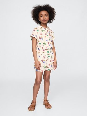 Conjunto de roupa infantil de gaze amassada