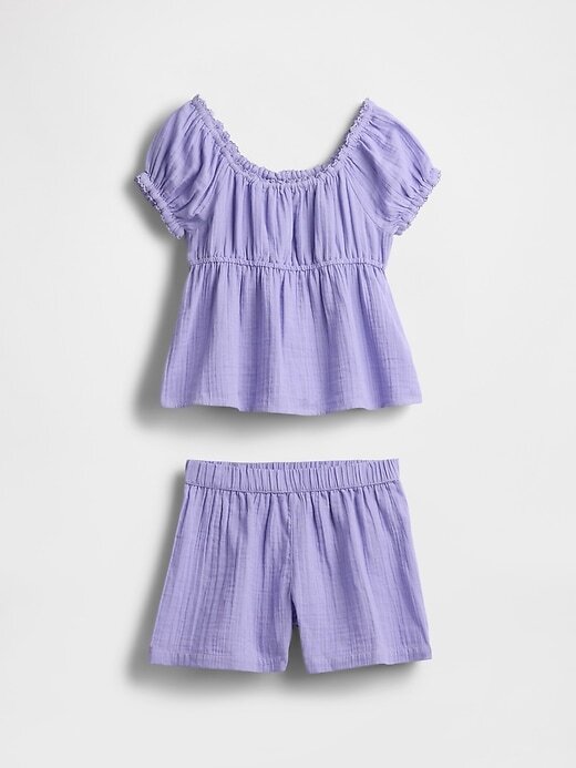 Conjunto de roupa infantil de gaze amassada Conjunto de roupa infantil de gaze amassada