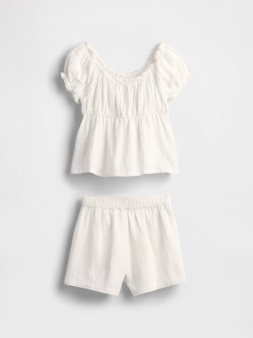 Conjunto de roupa infantil de gaze amassada Conjunto de roupa infantil de gaze amassada