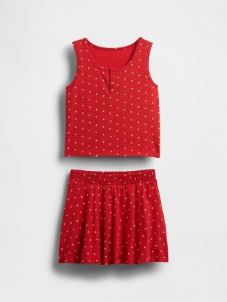 Conjunto de roupa infantil regata e saia-calça