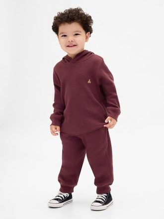 Conjunto de roupas waffle para bebês e crianças pequenas Conjunto de roupas waffle para bebês e crianças pequenas