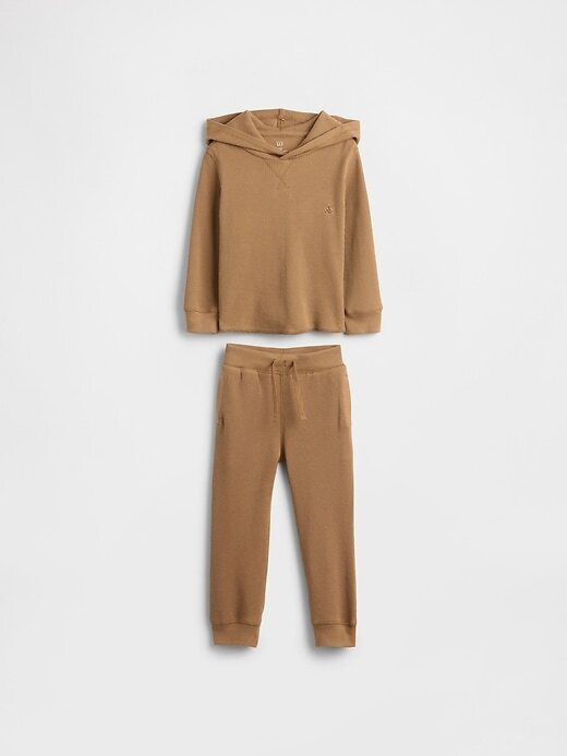 Conjunto de roupas waffle para bebês e crianças pequenas Conjunto de roupas waffle para bebês e crianças pequenas