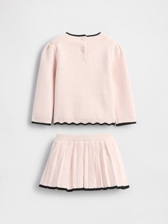 Conjunto de saia-suéter com laço para bebê Conjunto de saia-suéter com laço para bebê