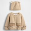 Conjunto de suéter cardigan de urso com forro de sherpa para bebê