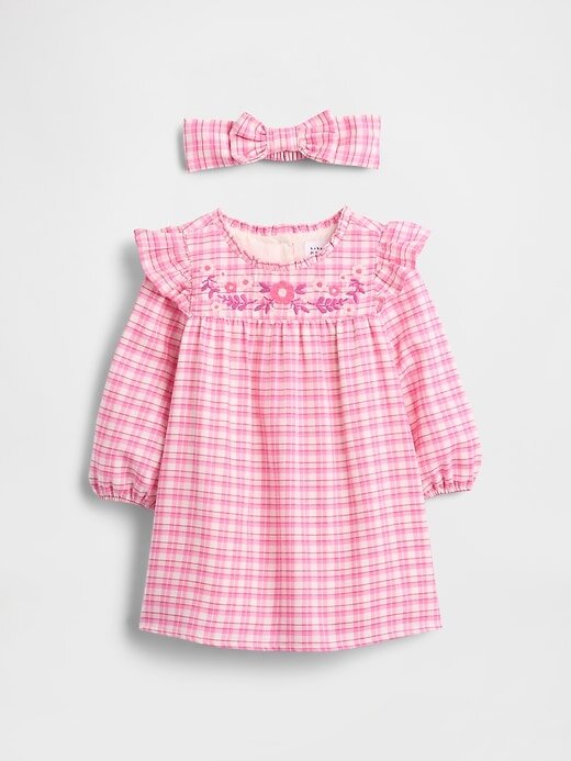 Conjunto de vestido xadrez para bebê Conjunto de vestido xadrez para bebê