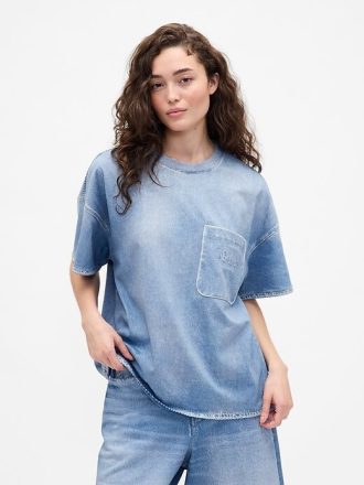 Gap × BÉIS Camiseta jeans de malha adulta com bolso