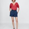 Gap × DÔEN Shorts Jeans Plissado de Cintura Alta
