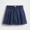 Gap × DÔEN Shorts Jeans Plissado de Cintura Alta