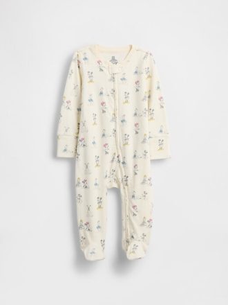 Gap × Disney Baby Algodão Orgânico com Pés em Peça Única