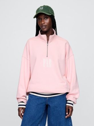 Gap × Malbon Heavyweight Logo Pullover com zíper de um quarto