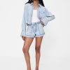 GapStudio Shorts Jeans Drapeado de Cintura Alta Easy GapStudio Shorts Jeans Drapeado de Cintura Alta Easy