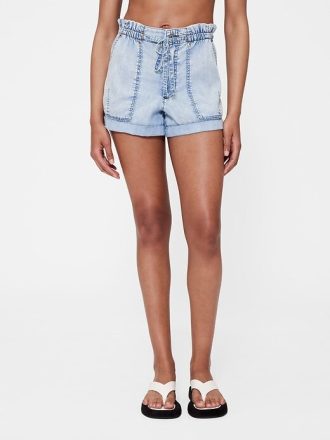 GapStudio Shorts Jeans Drapeado de Cintura Alta Easy