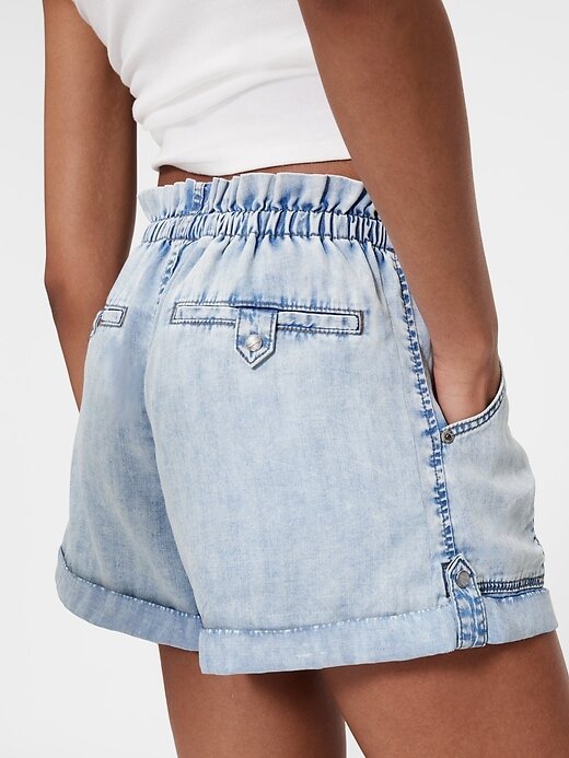 GapStudio Shorts Jeans Drapeado de Cintura Alta Easy GapStudio Shorts Jeans Drapeado de Cintura Alta Easy