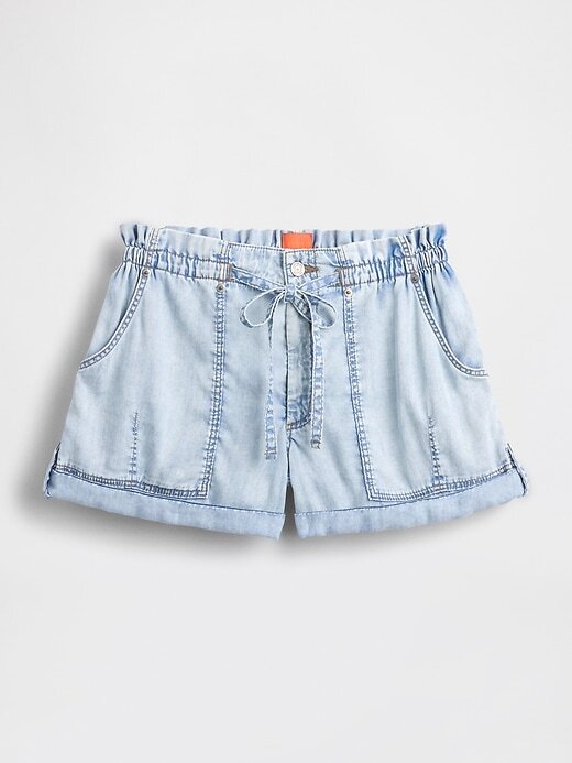 GapStudio Shorts Jeans Drapeado de Cintura Alta Easy GapStudio Shorts Jeans Drapeado de Cintura Alta Easy