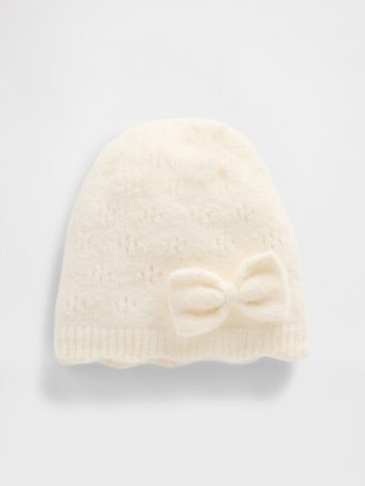 Gorro Pointelle com laço para bebês e crianças pequenas