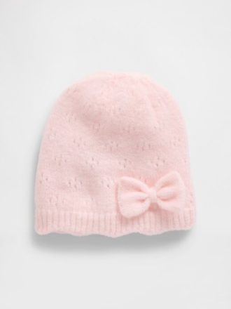 Gorro Pointelle com laço para bebês e crianças pequenas