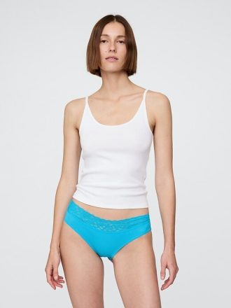 Hipster com acabamento em renda de algodão orgânico elástico