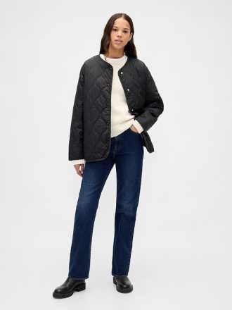 Jaqueta acolchoada leve e grande reciclada com forro