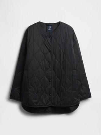 Jaqueta acolchoada leve e grande reciclada com forro