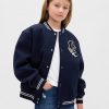 Jaqueta bomber com logotipo universitário infantil