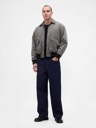 Jaqueta Bomber de Sarja Lavada