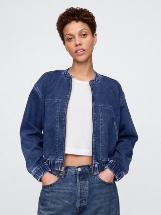 Jaqueta bomber jeans de malha
