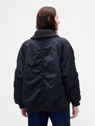 Jaqueta bomber oversized com acabamento em malha