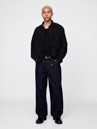 Jaqueta camisa listrada jeans