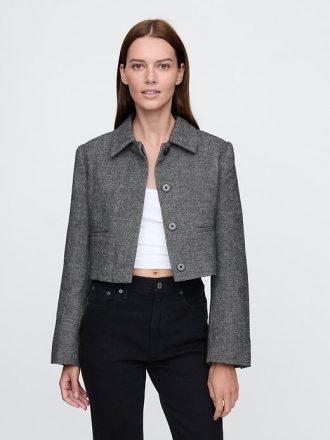 Jaqueta curta espinha de peixe