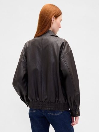 Jaqueta de couro vegana oversized