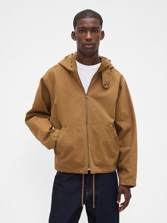 Jaqueta de lona com capuz