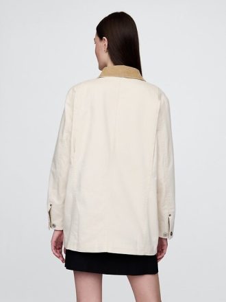 Jaqueta de veludo cotelê com gola estilo celeiro