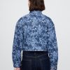 Jaqueta jeans cropped floral icon