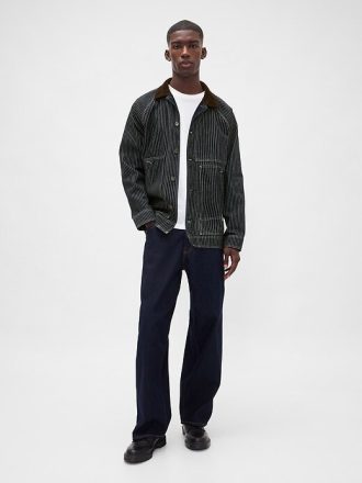 Jaqueta jeans listrada para tarefas