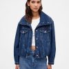 Jaqueta jeans oversized com bolhas