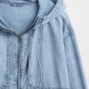Jaqueta jeans ripstop oversized anoraque com zíper